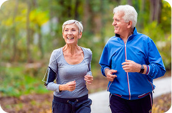 Elderly people running